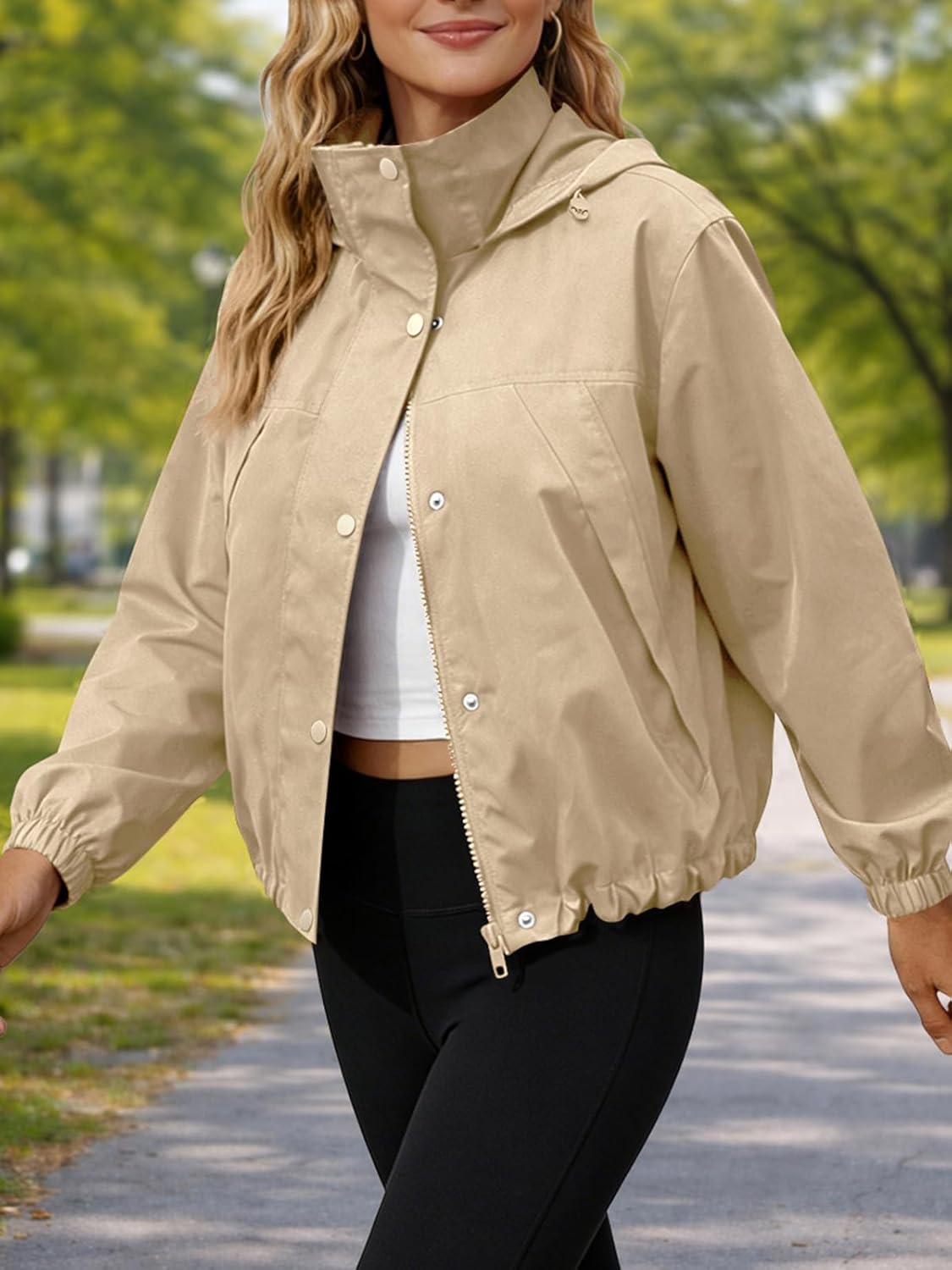 Womens Lightweight Jacket Windbreaker Hooded Athletic Sun Protection Outerwear Hiking Jackets Spring Coats