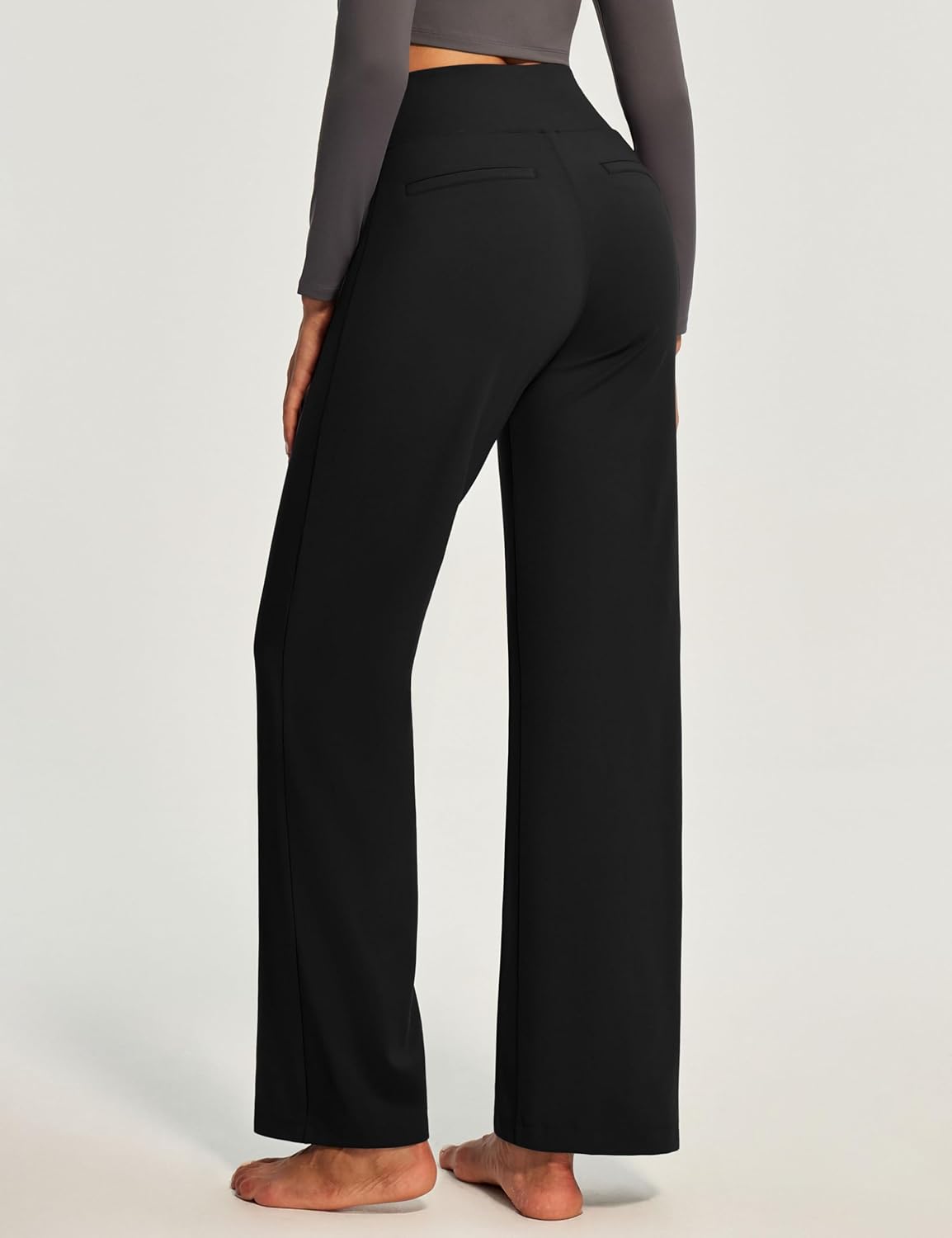 Yoga Pants Women Wide Leg Pants with Pockets High Waist Stretch Tummy Control Dress Casual Sweatpants