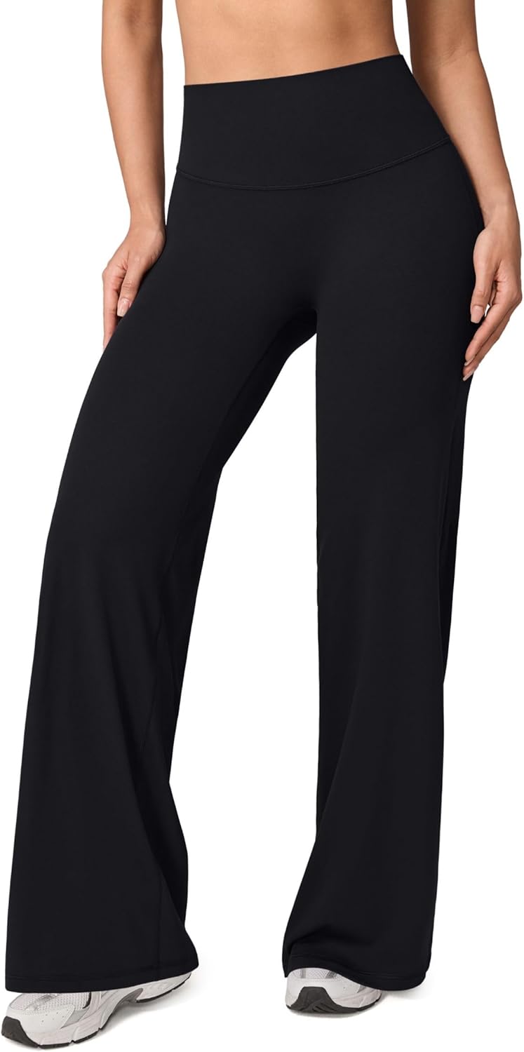 No Front Seam High Waisted Straight Leg Leggings for Women Wide Leg Yoga Pants Buttery Soft