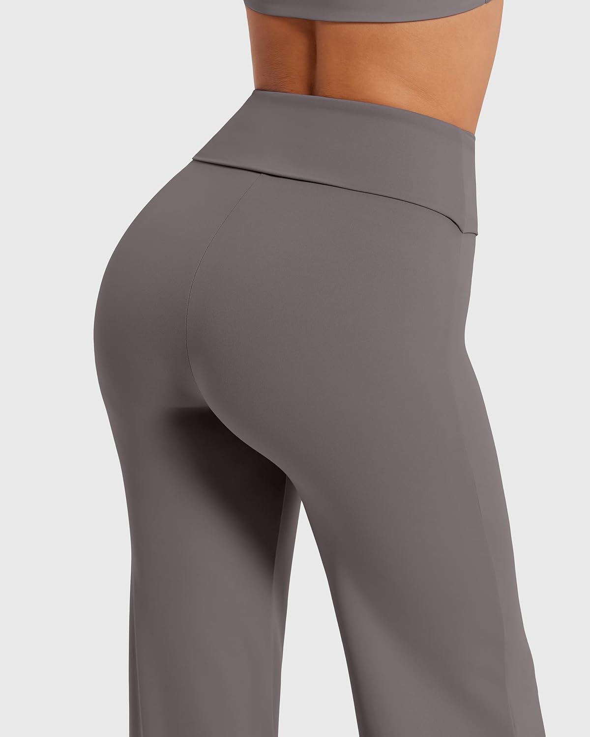 Women Wide Leg Yoga Pants Bubble Hem Fold Over Waist Drawstring Studio Pilates Workout Pants