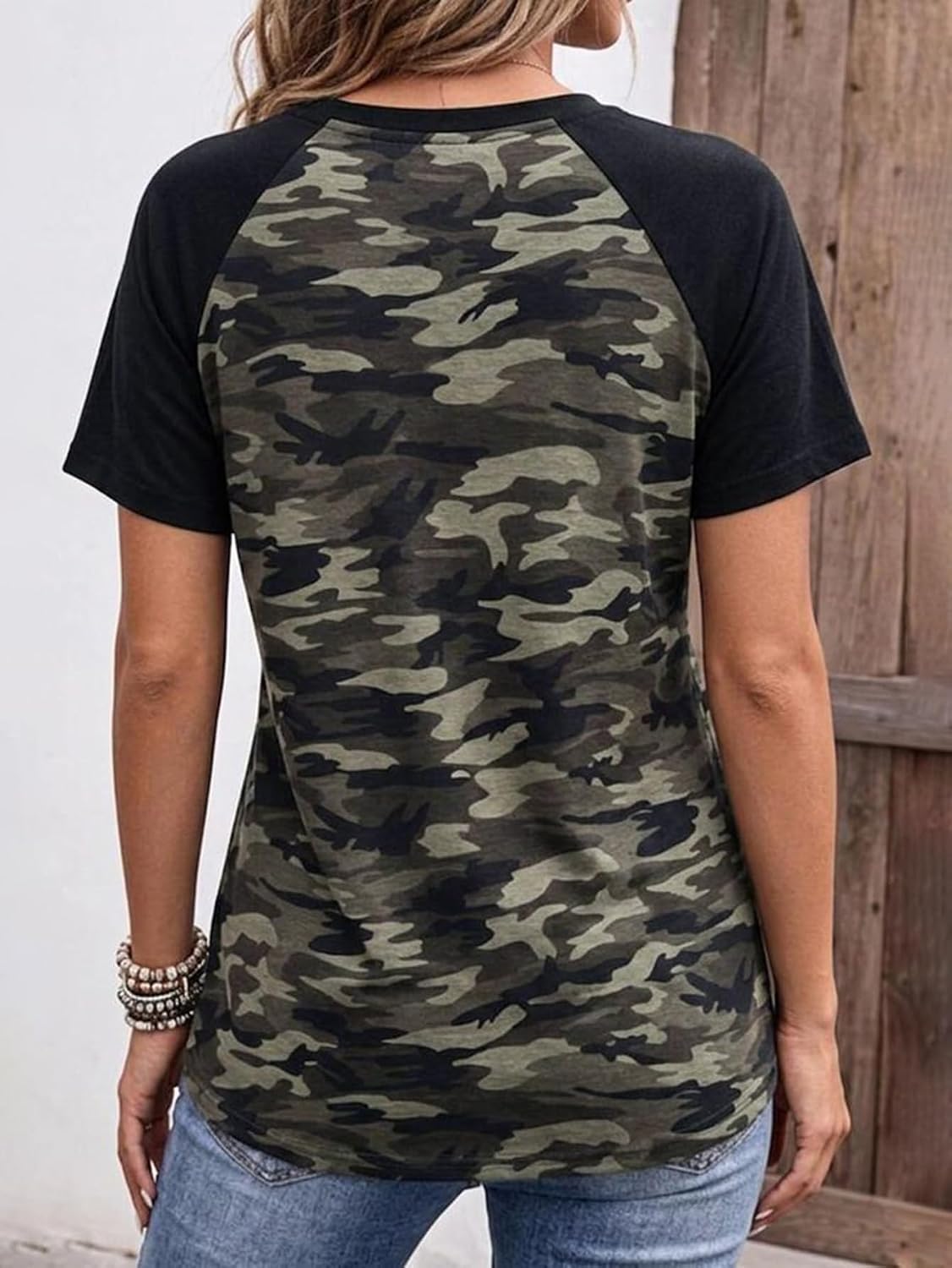 V Neck Short Sleeve T-Shirt for Women Trendy Camo Print Crisscross Loose Fit Tee Summer Basic Tops V Neck Short Sleeve T-Shirt for Women Trendy Camo Print Crisscross Loose Fit Tee Summer Basic Tops
