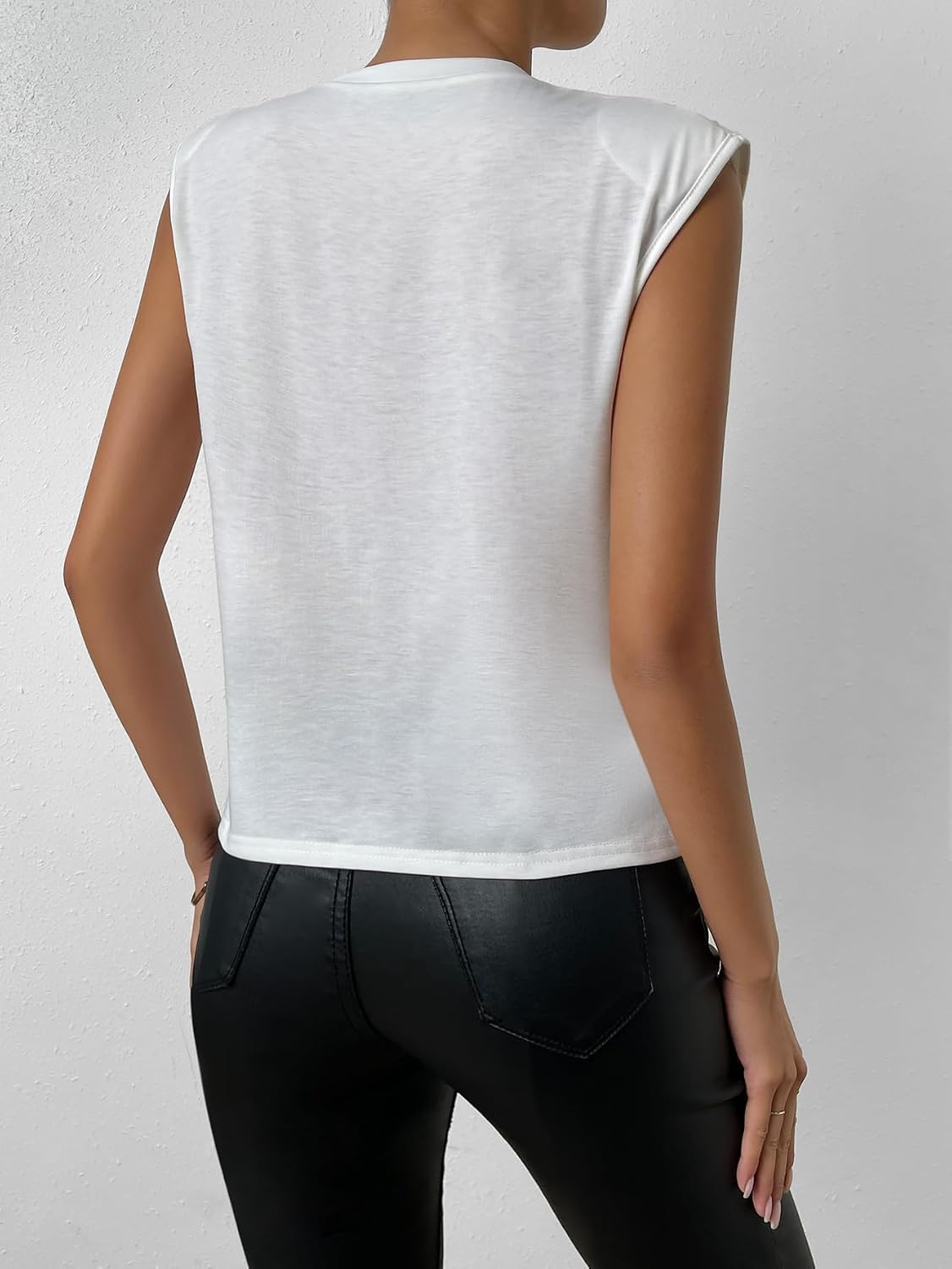 Women's Beaded Top Blouses Casual Dressy Sleeveless Shoulder Pad Tee T-Shirt Going Out Outfits Women's Beaded Top Blouses Casual Dressy Sleeveless Shoulder Pad Tee T-Shirt Going Out Outfits