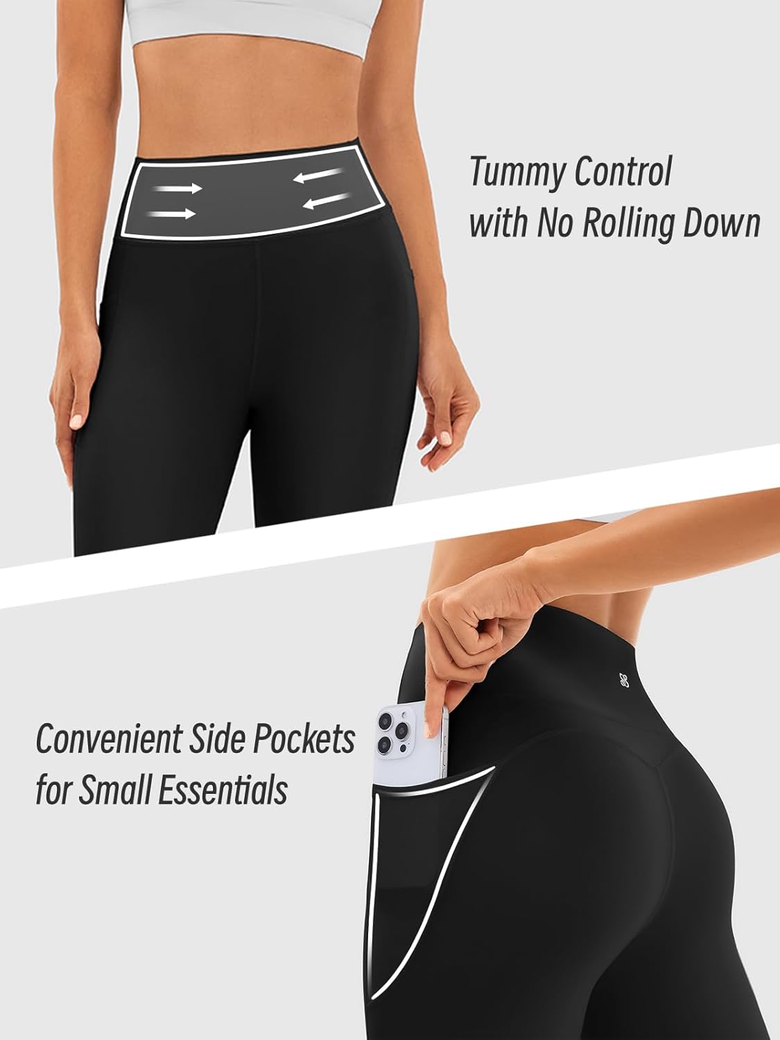 Compression Leggings with Pocket for Women-High Waist Tummy Control Workout Running Yoga Pants Sculpting GYM Fitness