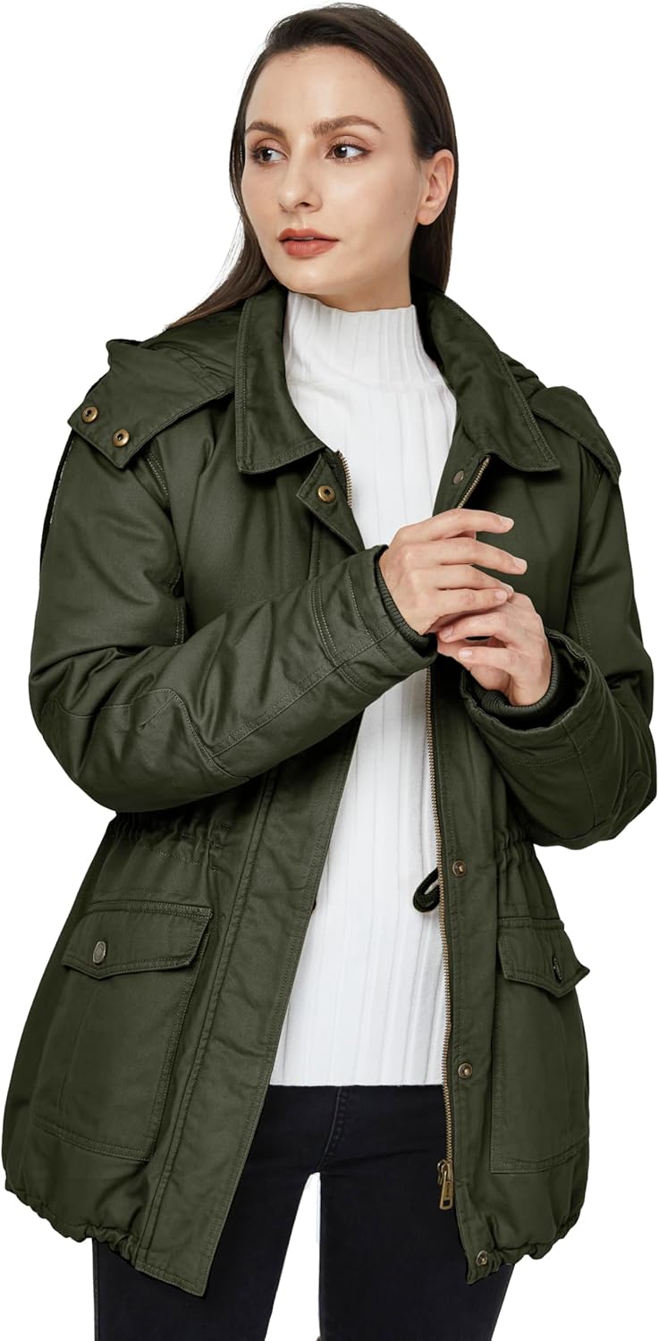 Women's Winter Thicken Cotton Coat Warm Parka Jacket with Hood Removable Hood Windproof Warm