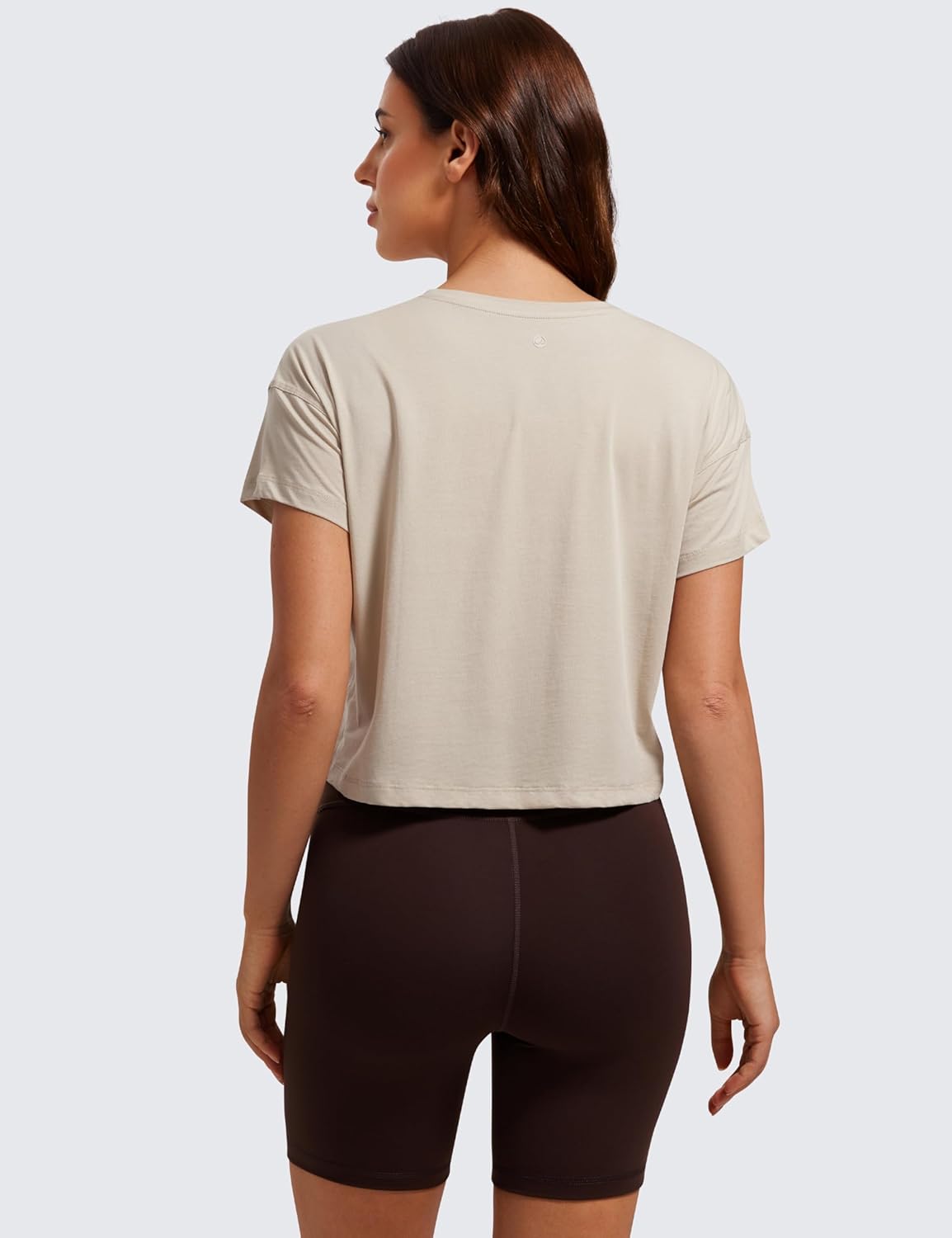 Pima Cotton Relaxed Crop T-Shirts for Women-Workout Athletic Gym Casual Short Sleeve Shirts Loose Crewneck Tops