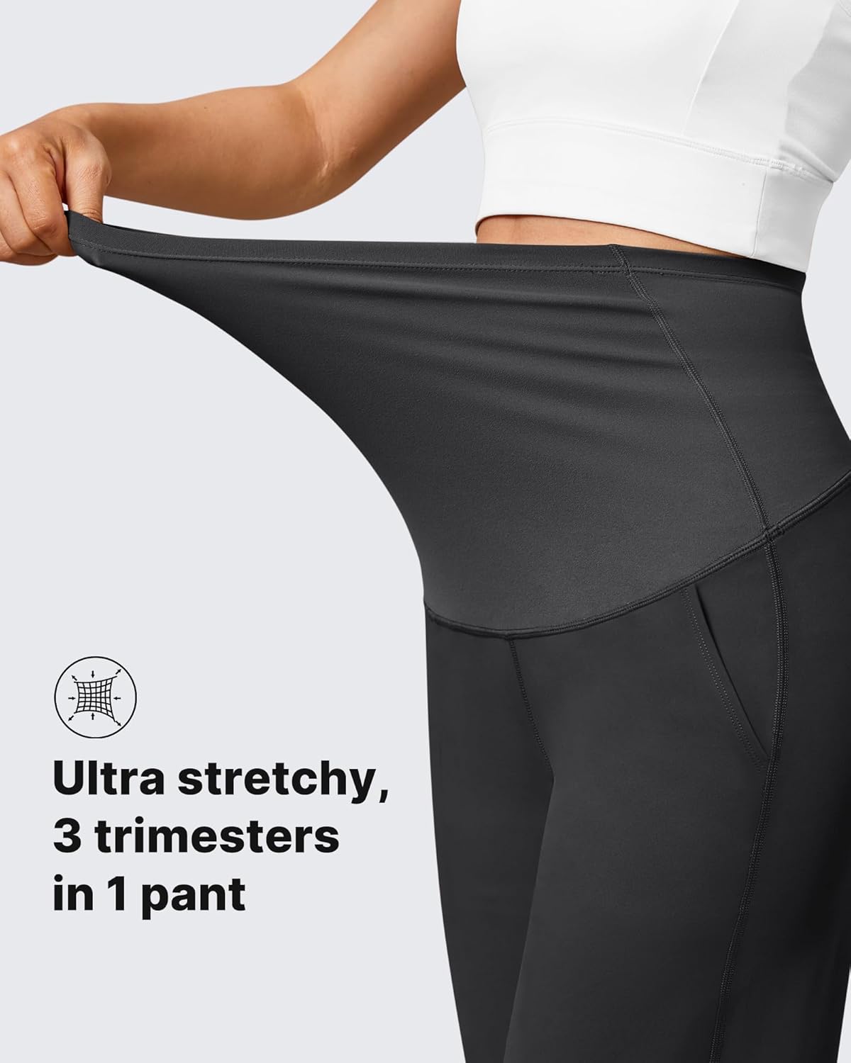 Maternity Pants Over the Belly Yoga Dress Work Stretchy Lounge Pregnancy Wide Leg Trousers with Pockets