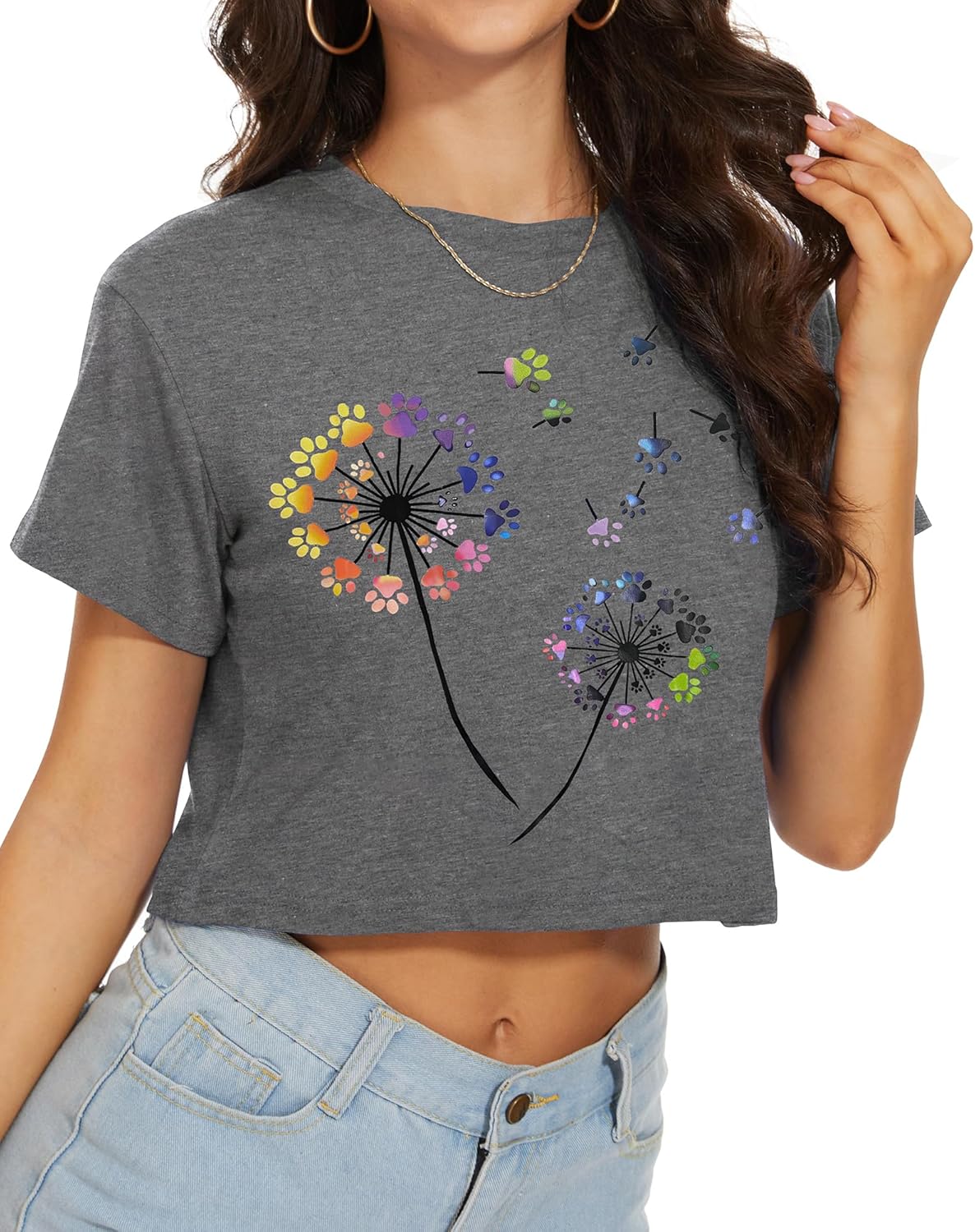 Womens Summer Crop Tops Short Sleeve Round Neck T-Shirts Loose Fit Casual Blouse Womens Summer Crop Tops Short Sleeve Round Neck T-Shirts Loose Fit Casual Blouse