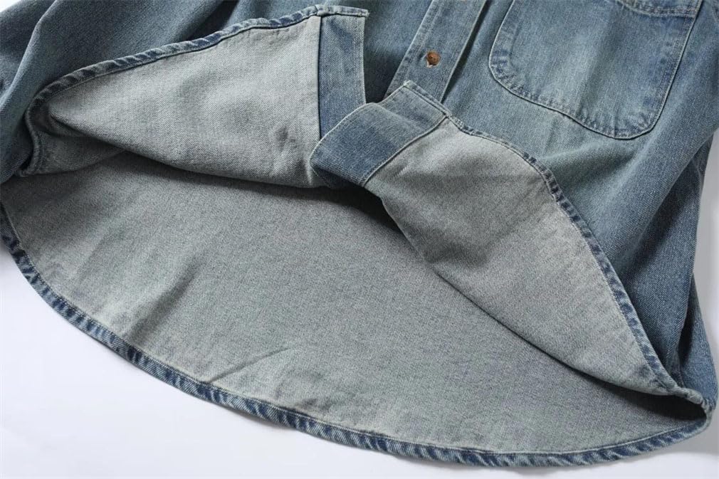 Womens Washed Shirt Jacket Button Up Long Sleeve Layering Top Casual Everyday Style