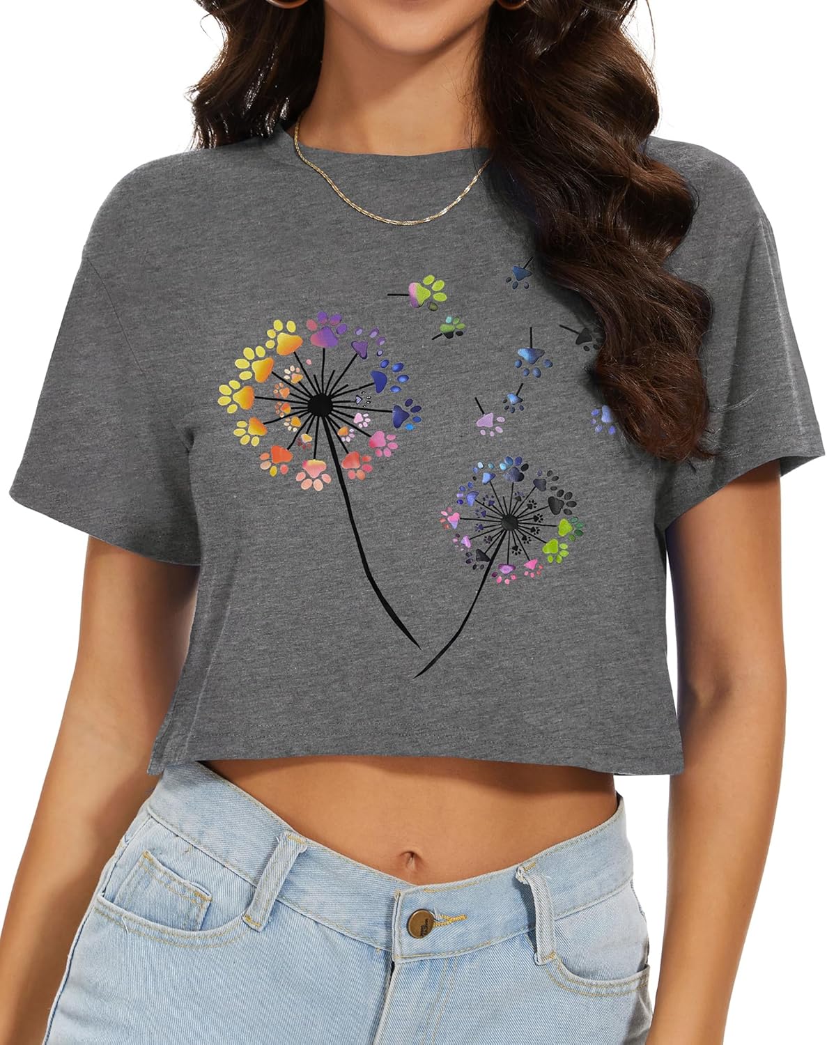 Womens Summer Crop Tops Short Sleeve Round Neck T-Shirts Loose Fit Casual Blouse Womens Summer Crop Tops Short Sleeve Round Neck T-Shirts Loose Fit Casual Blouse