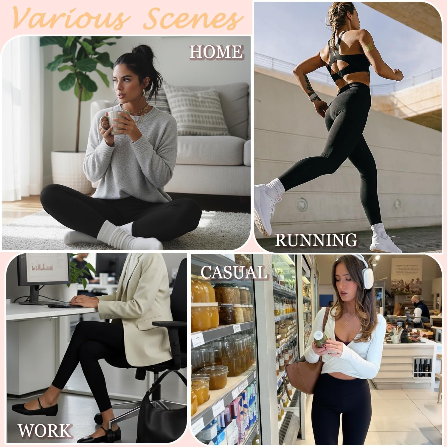High Waisted Leggings for Women Tummy Control Soft Workout Yoga Pants Full Length & Capri