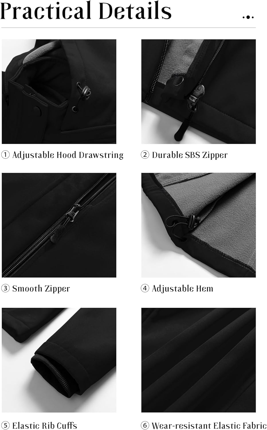 Women's Softshell Jacket Lightweight Fleece Lined Rain Jacket Waterproof Warm Windbreaker Coat With Removable Hood