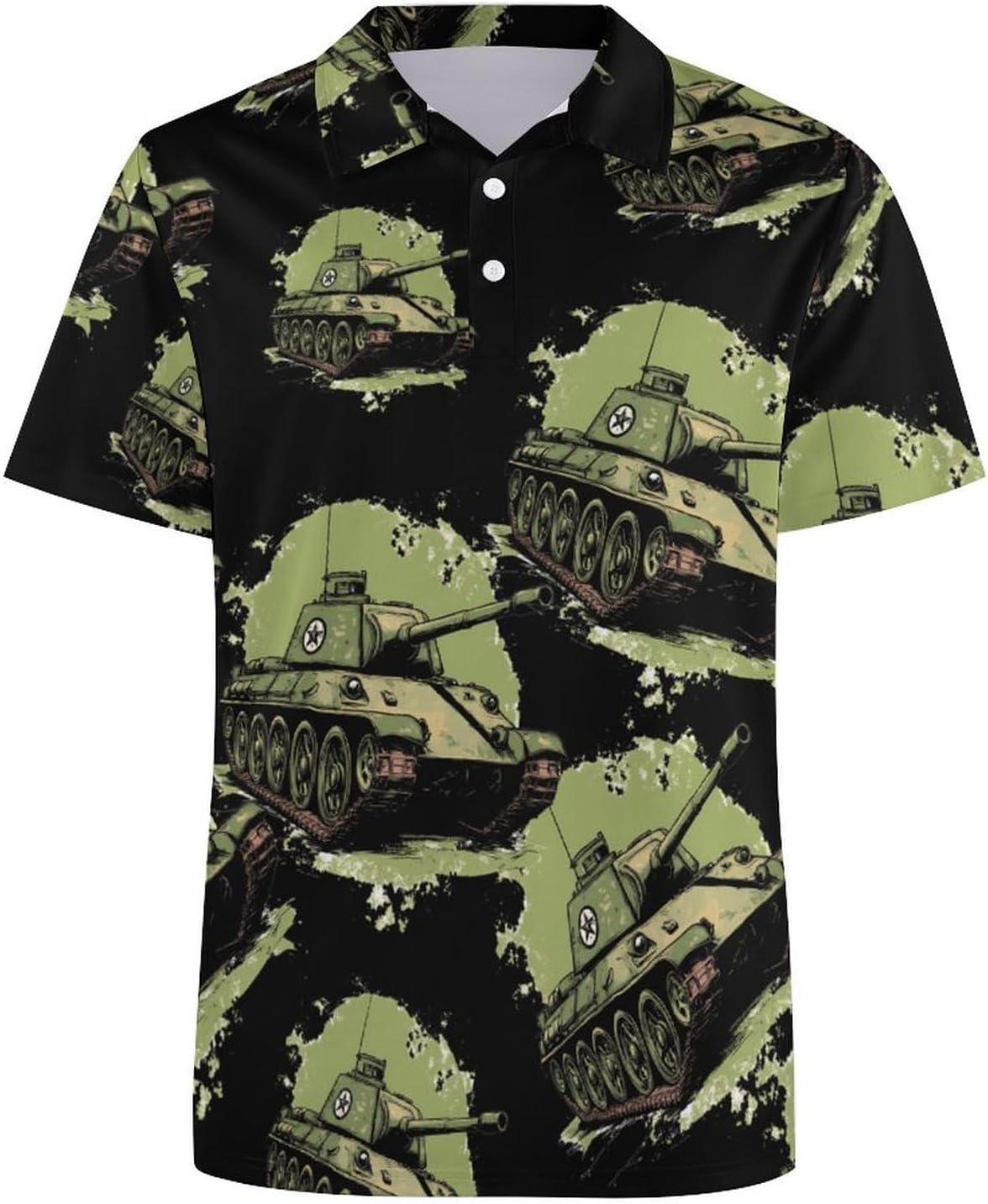 Tank Men's Polo Shirt Golf Summer T-Shirt Tops | three button clousure,collared,short sleeve,quick dry,fashion outfit