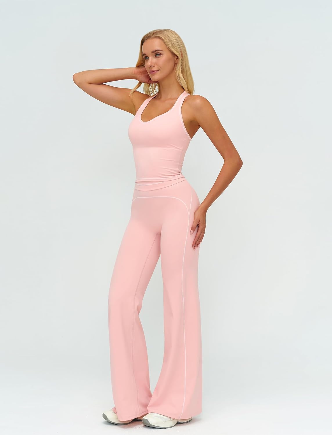 Women's Yoga Jogger Compression Contrast Tank Top Tummy Control Bell Bottom Flare Pants Leggings Running Outfits Women's Yoga Jogger Compression Contrast Tank Top Tummy Control Bell Bottom Flare Pants Leggings Running Outfits