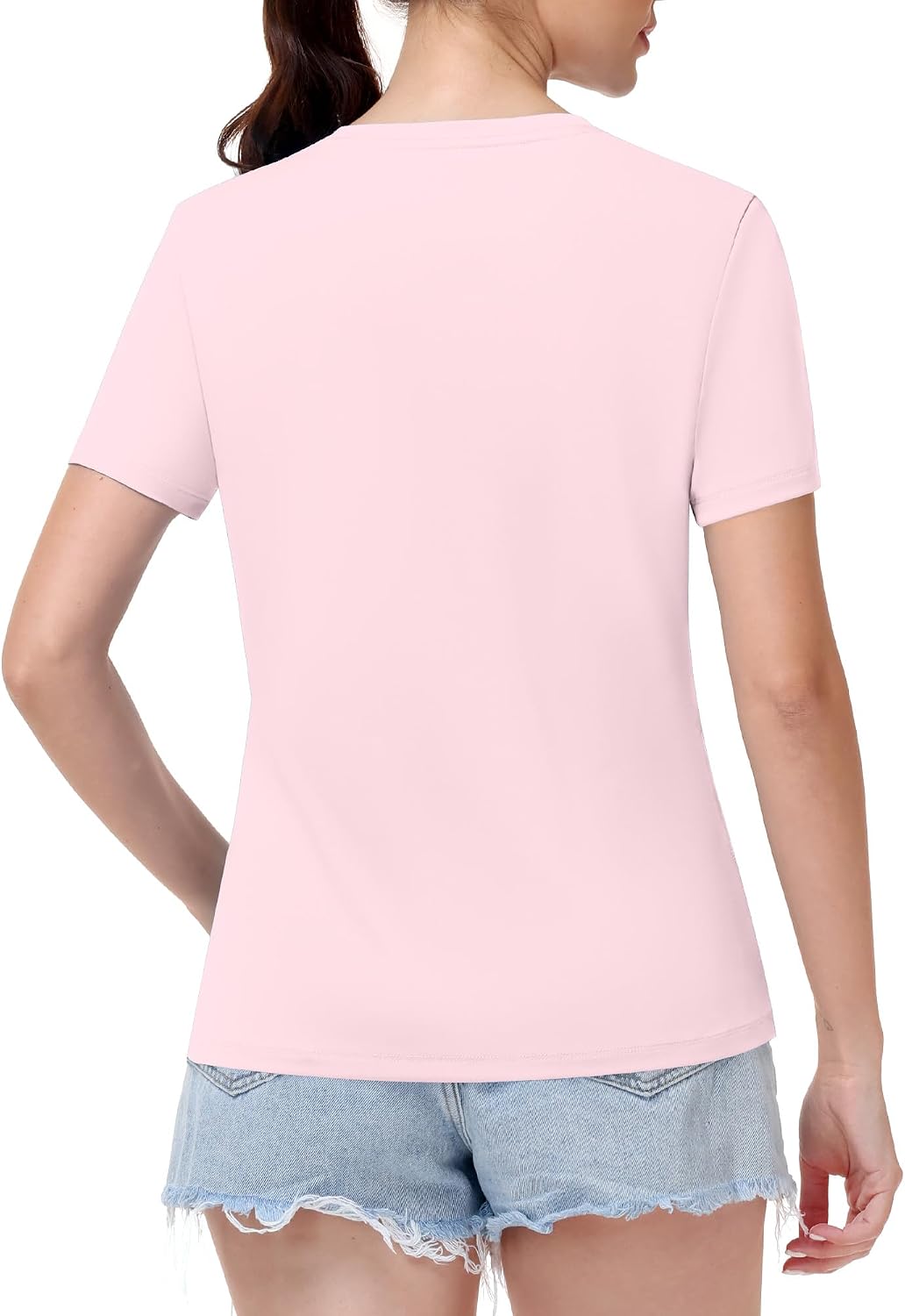 Womens Workout Tops Short Sleeve UPF 50+ Athletic Sun Shirts Quick Dry V Neck T-Shirt Moisture Wicking Gym Hiking Tee