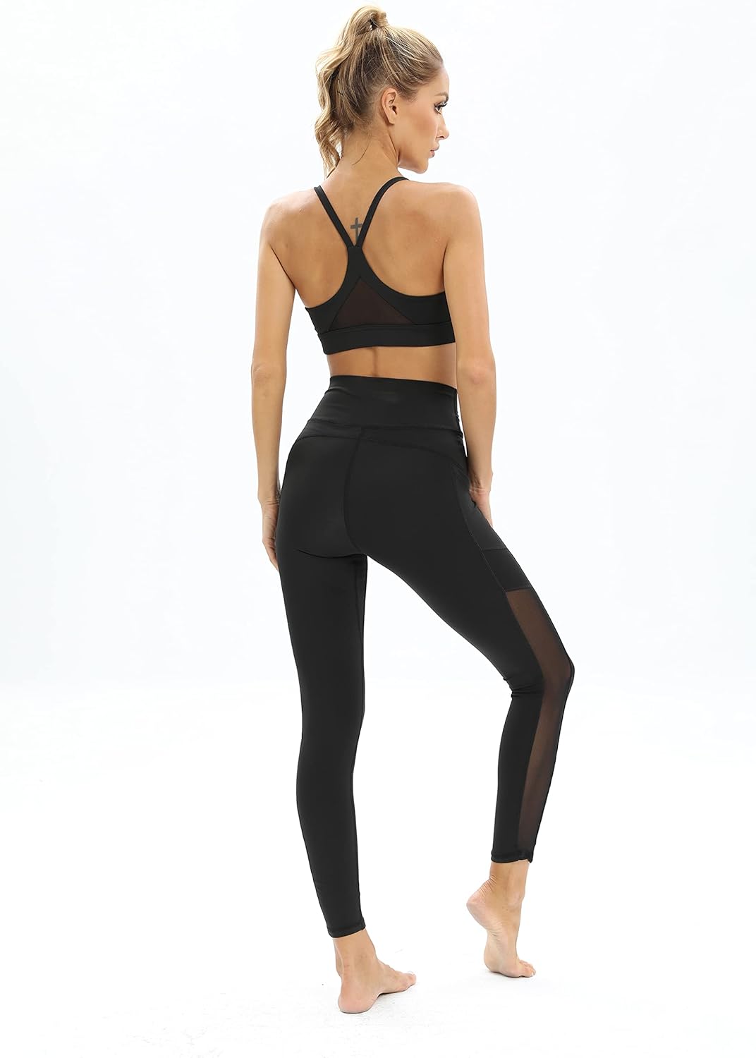 Women Mesh Workout Leggings with Side Pockets Tummy Control Workout Running Leggings High Waist Yoga Pants Women Mesh Workout Leggings with Side Pockets Tummy Control Workout Running Leggings High Waist Yoga Pants