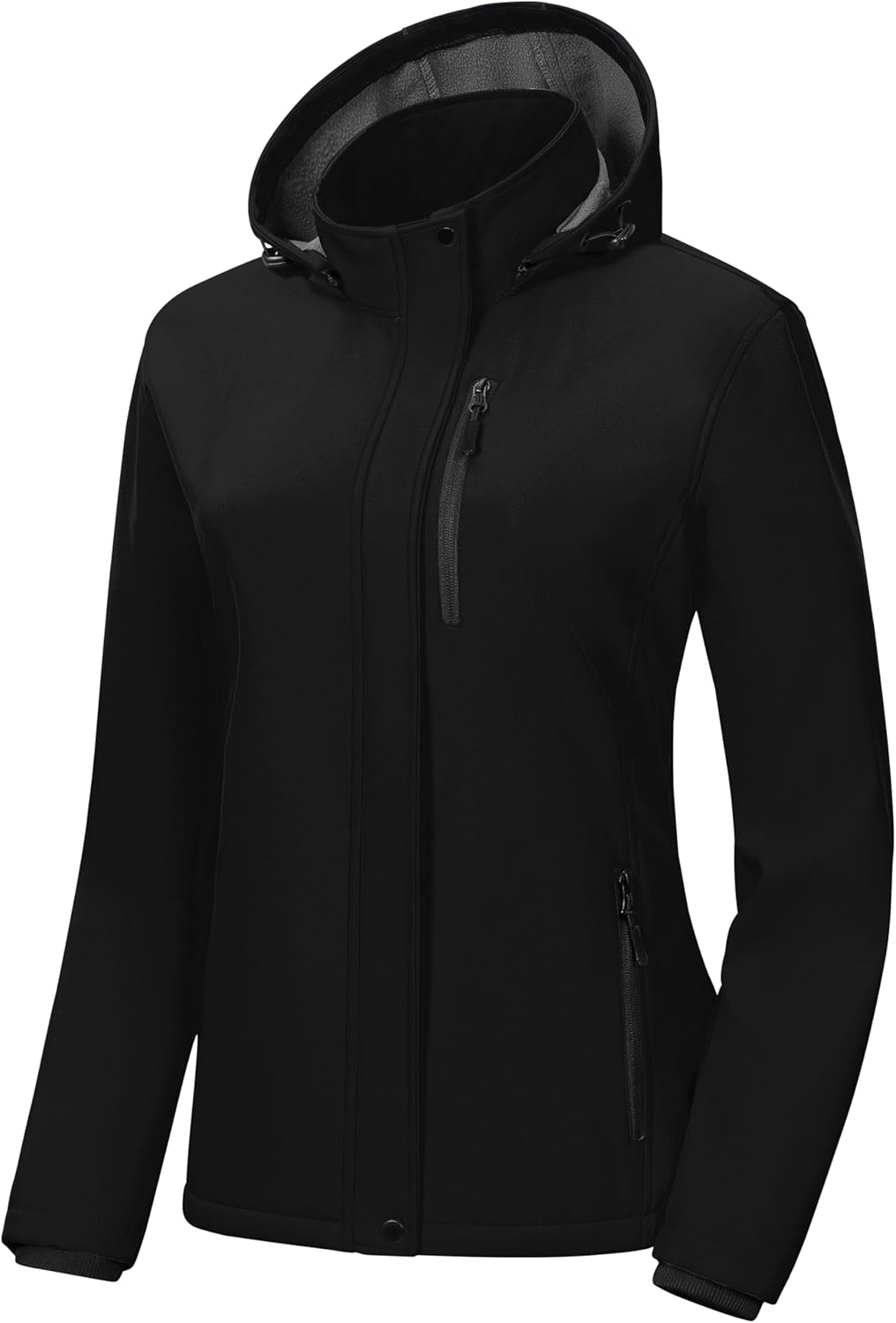 Women's Softshell Jacket Lightweight Fleece Lined Rain Jacket Waterproof Warm Windbreaker Coat With Removable Hood