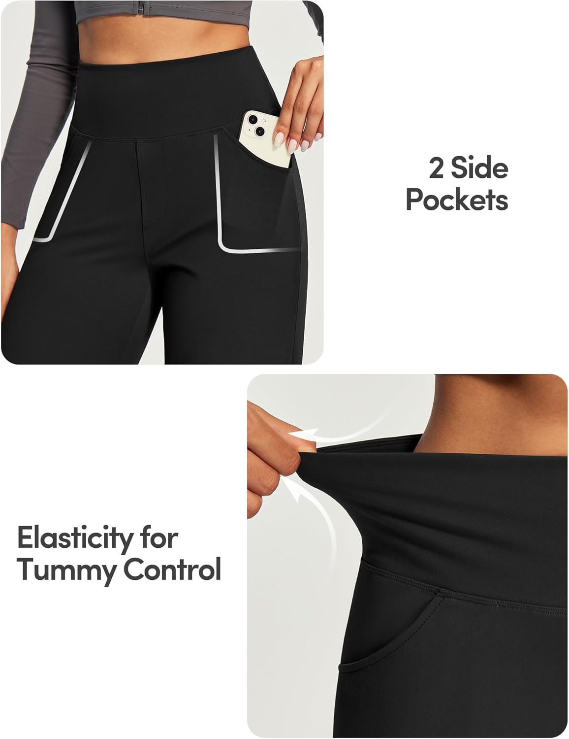 Yoga Pants Women Wide Leg Pants with Pockets High Waist Stretch Tummy Control Dress Casual Sweatpants
