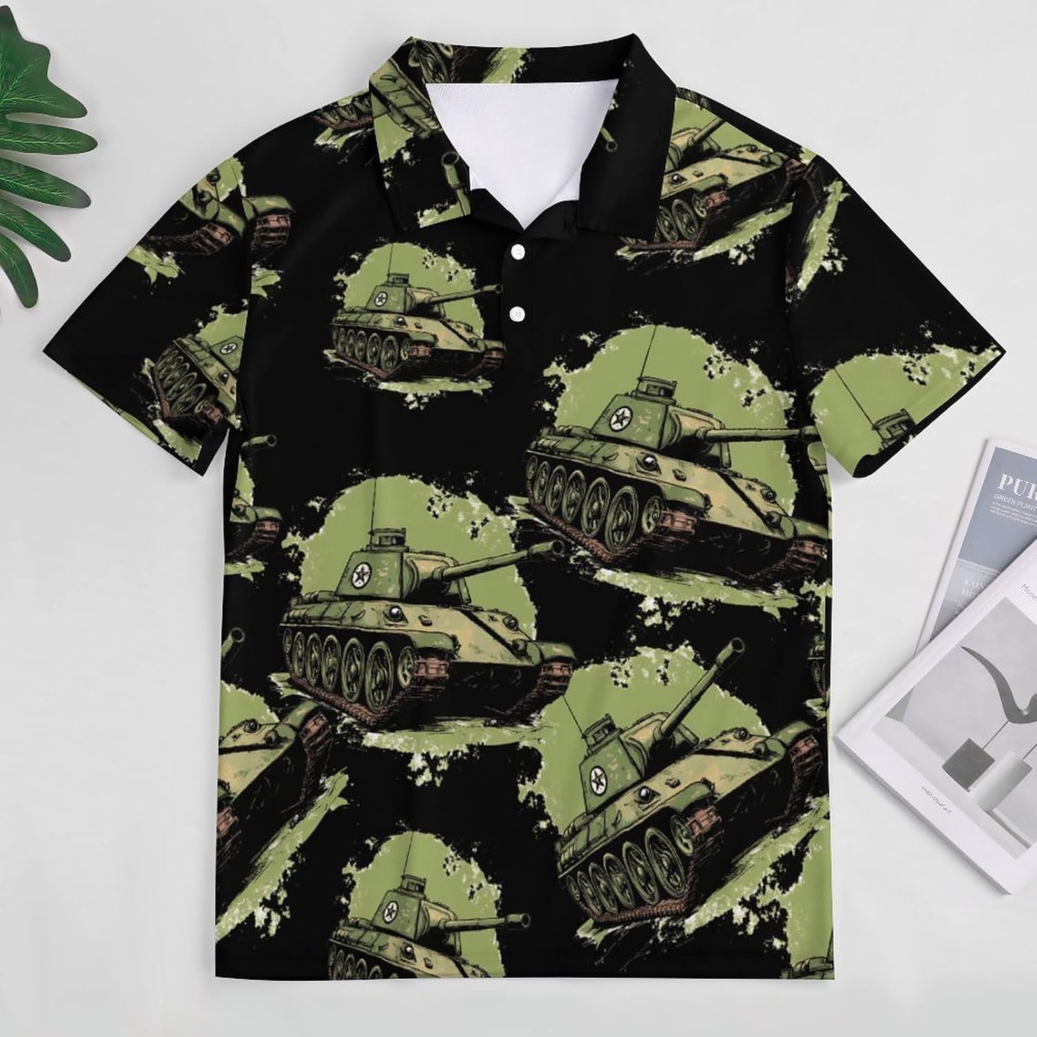 Tank Men's Polo Shirt Golf Summer T-Shirt Tops | three button clousure,collared,short sleeve,quick dry,fashion outfit
