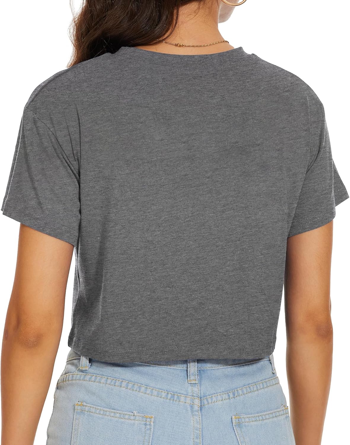 Womens Summer Crop Tops Short Sleeve Round Neck T-Shirts Loose Fit Casual Blouse Womens Summer Crop Tops Short Sleeve Round Neck T-Shirts Loose Fit Casual Blouse