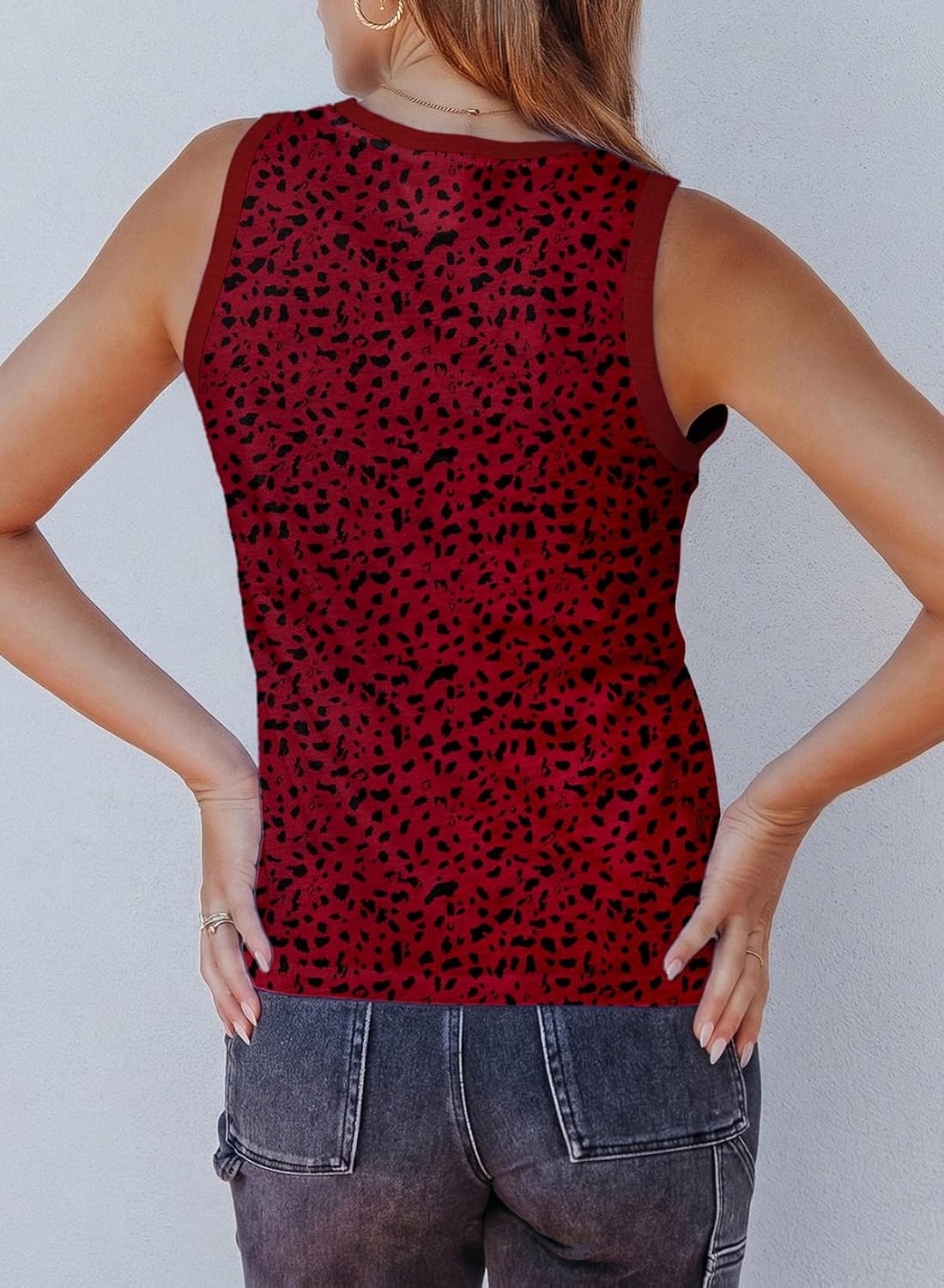 Womens Leopard Print Tank Tops Crewneck Sleeveless Summer Casual T-Shirts Blouses Womens Leopard Print Tank Tops Crewneck Sleeveless Summer Casual T-Shirts Blouses