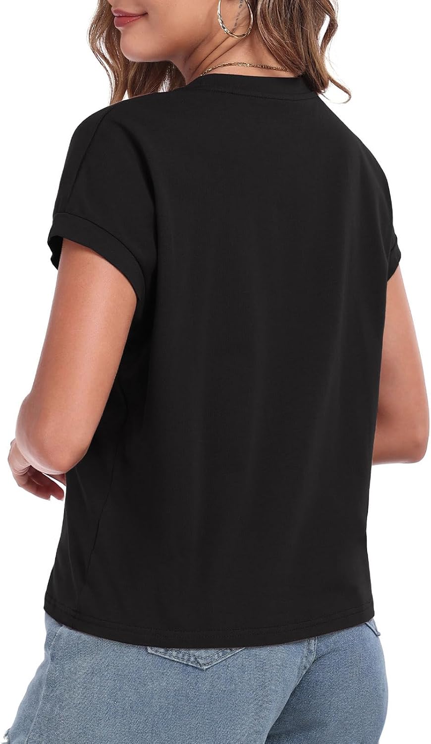Women Cap Sleeve Crop Tops Cotton Boxy T-Shirts Loose Fit Crewneck Tee Short Sleeves Tank Summer Casual Fashion