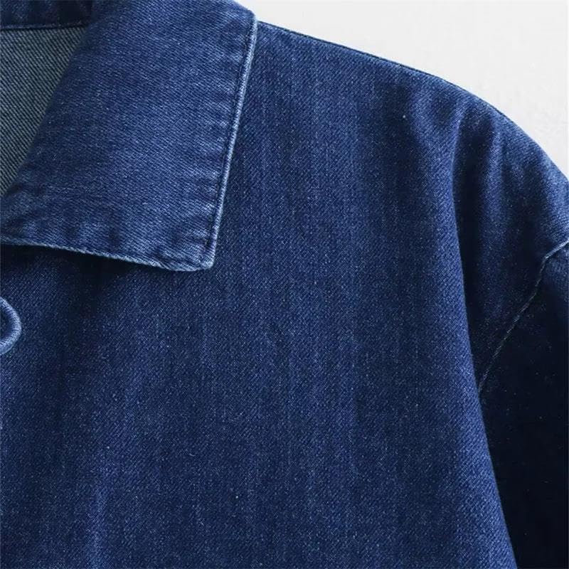 Women's Vintage Shirt Jacket Slim Fit Lace Up Long Sleeve Classic Oversized Jacket