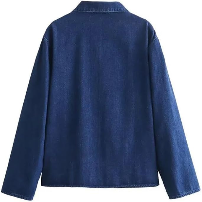 Women's Vintage Shirt Jacket Slim Fit Lace Up Long Sleeve Classic Oversized Jacket