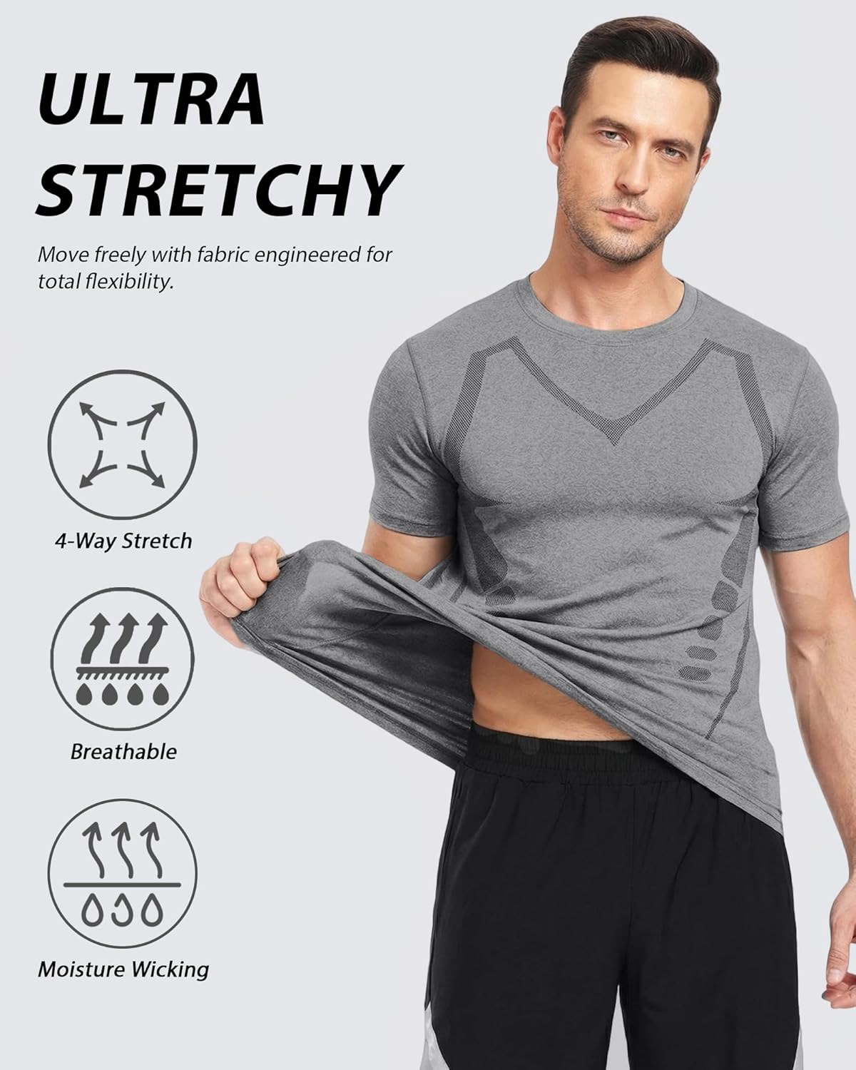 Workout Shirts for Men Quick Dry Athletic Gym Active T Shirt for Running Breathable Outdoor Training Shirts Workout Shirts for Men Quick Dry Athletic Gym Active T Shirt for Running Breathable Outdoor Training Shirts
