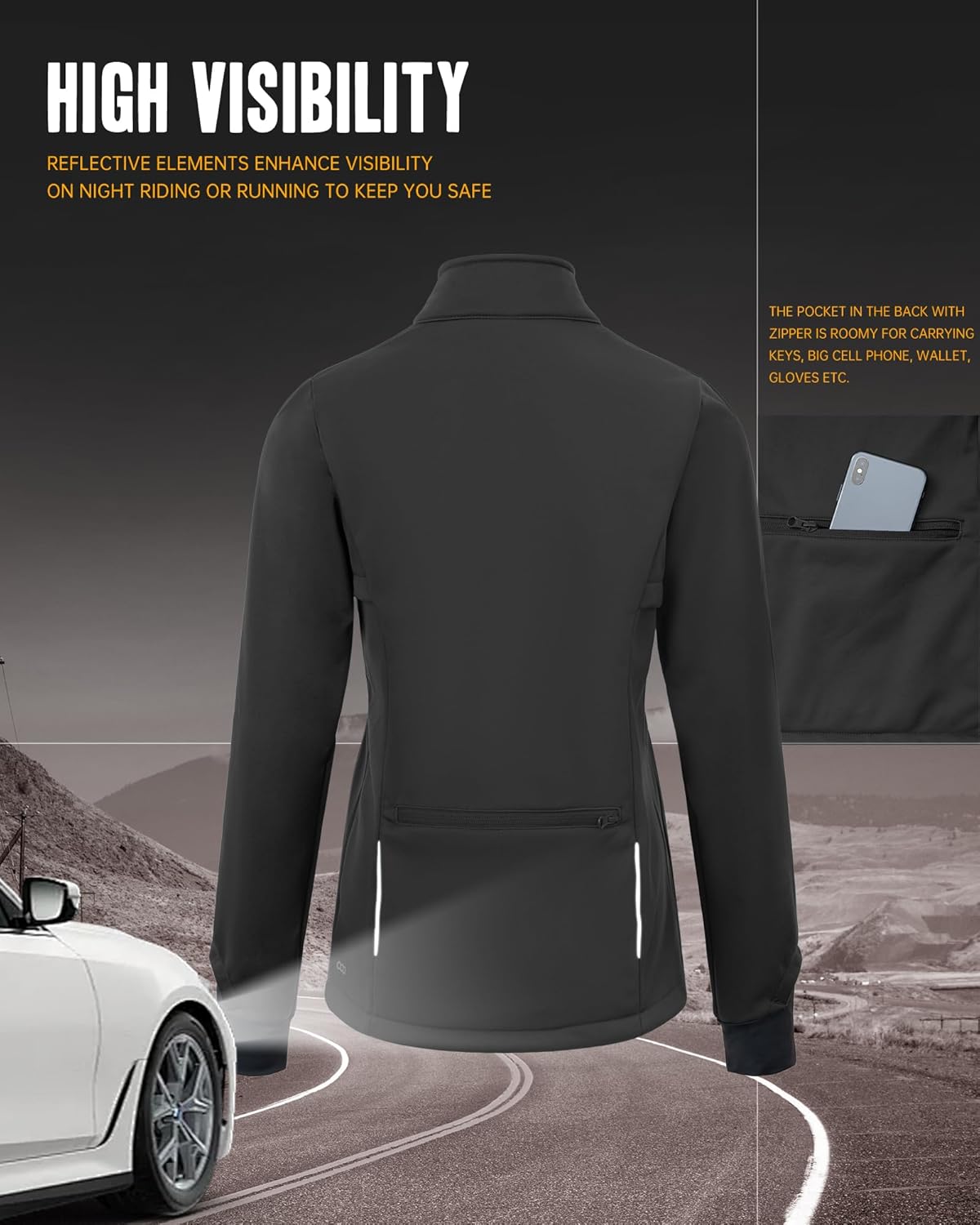 Women's Waterproof Fleece Running Jacket Zip Up Athletic Winter Cold Weather Workout Cycling Track Jackets