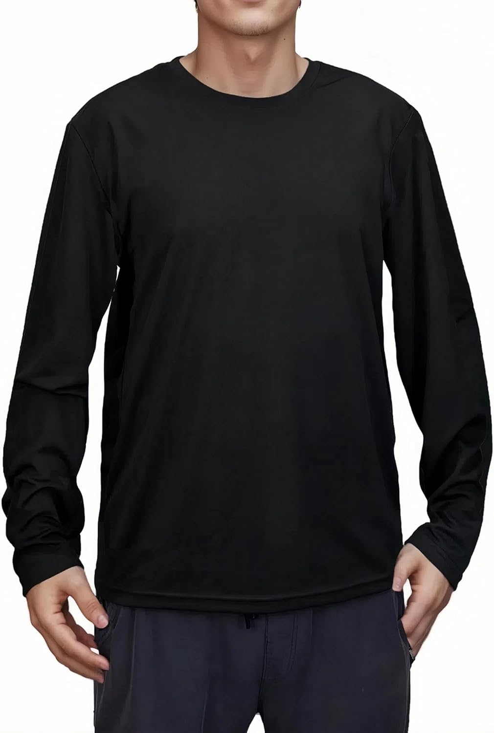 Mens Long Sleeve Quick Dry Workout Athletic T Shirt Running Moisture Wicking Classic Tee Shirts
