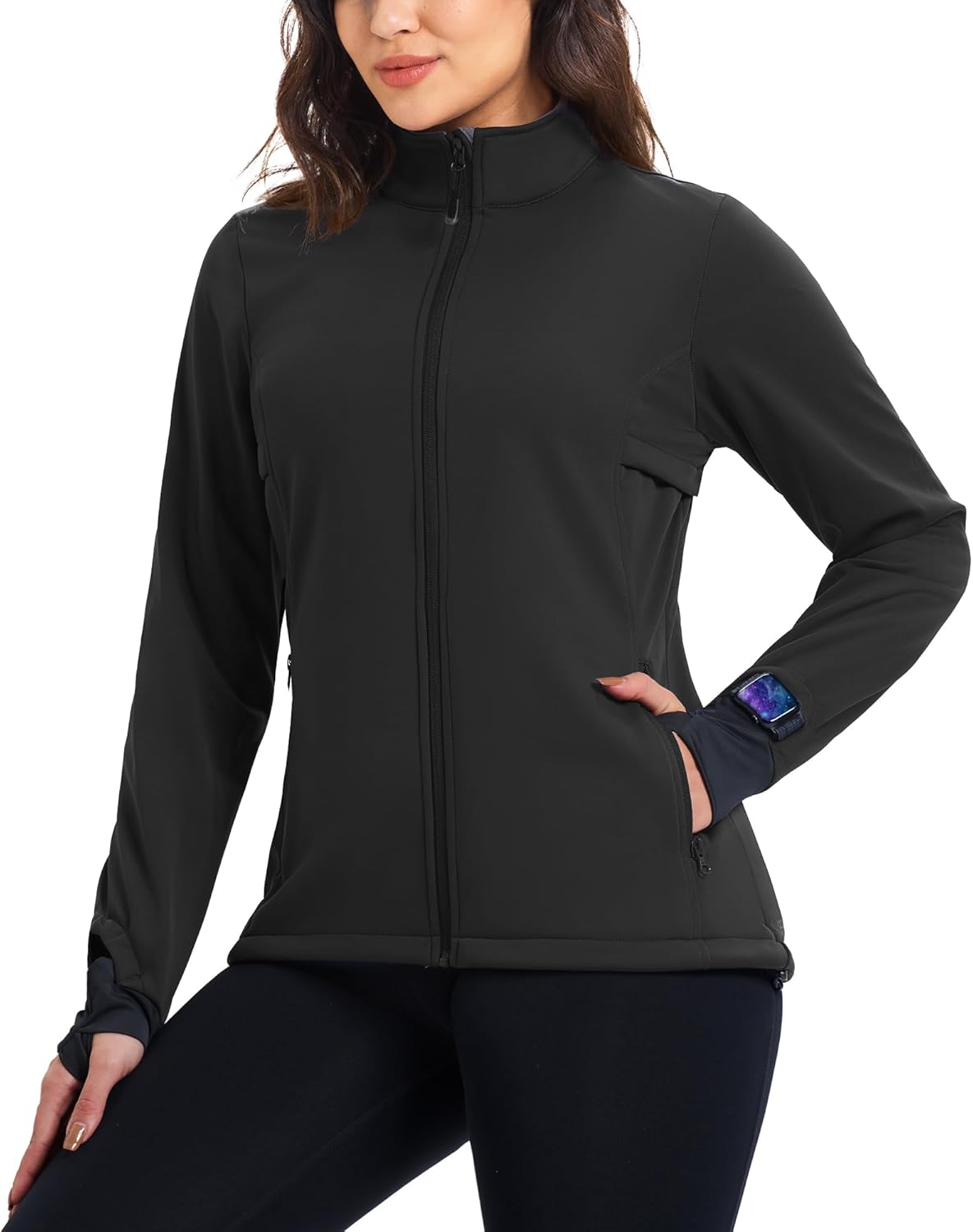 Women's Waterproof Fleece Running Jacket Zip Up Athletic Winter Cold Weather Workout Cycling Track Jackets