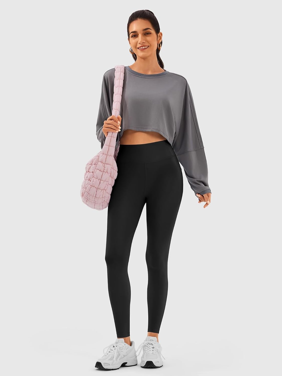 Compression Leggings with Pocket for Women-High Waist Tummy Control Workout Running Yoga Pants Sculpting GYM Fitness