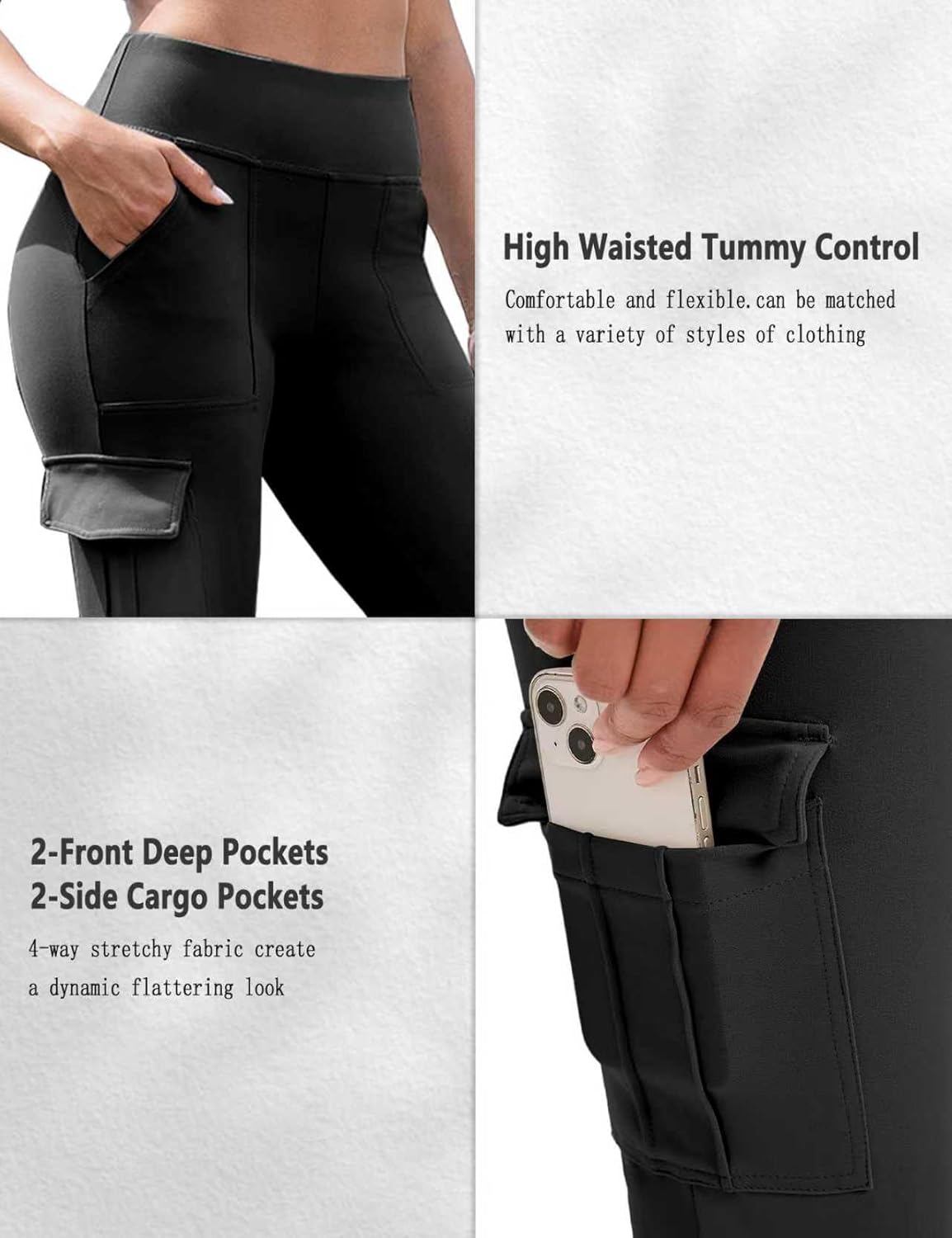 High Waisted Womens Leggings, Stretchy Yoga Cargo Pants with Pocktes Tummy Control Workout Leggings High Waisted Womens Leggings, Stretchy Yoga Cargo Pants with Pocktes Tummy Control Workout Leggings