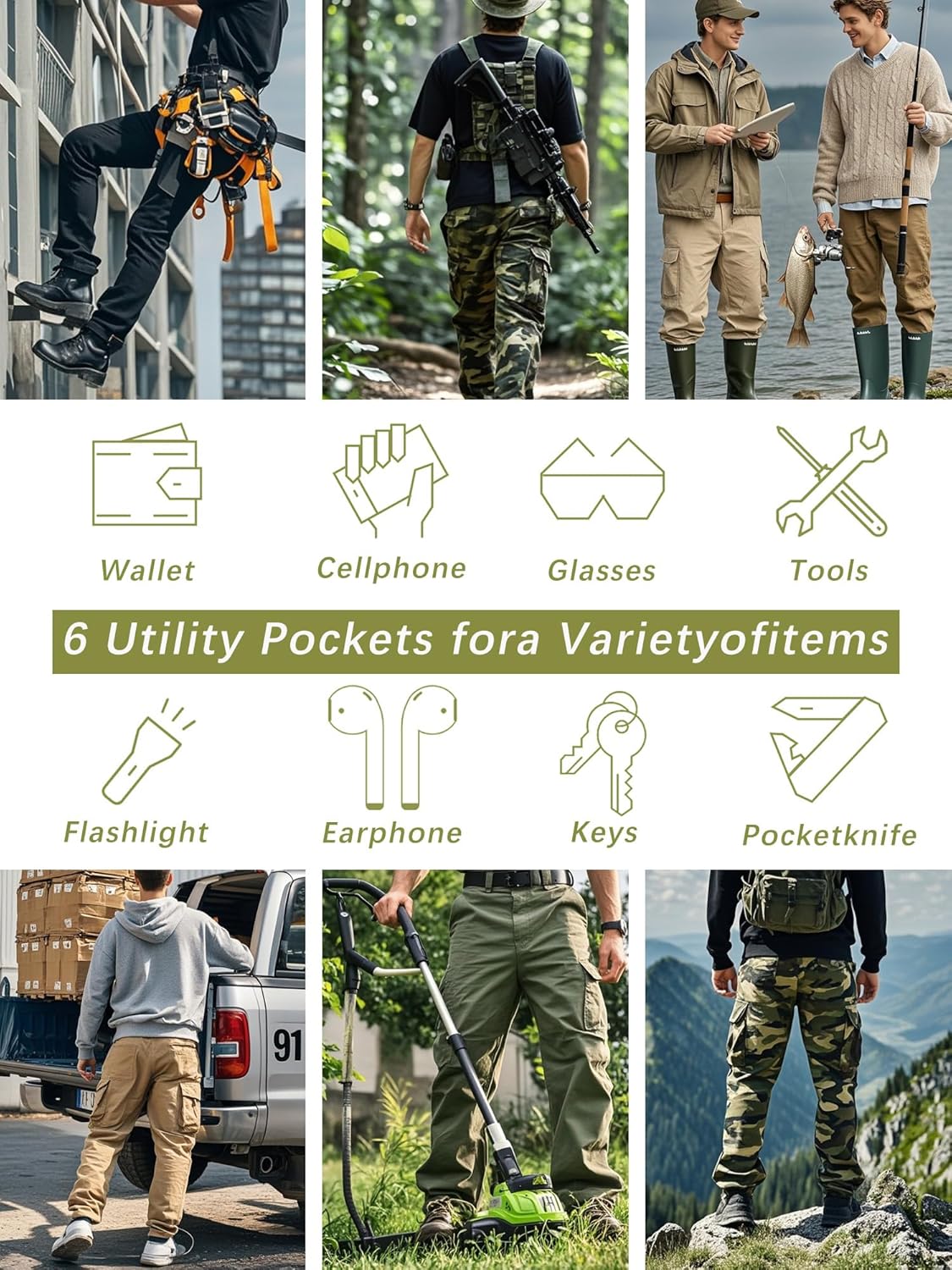 Men's Camo Cargo Work Pants Ripstop Lightweight Wild Army Military BDU Outdoor Trousers with 8 Pocktets No Belt Men's Camo Cargo Work Pants Ripstop Lightweight Wild Army Military BDU Outdoor Trousers with 8 Pocktets No Belt