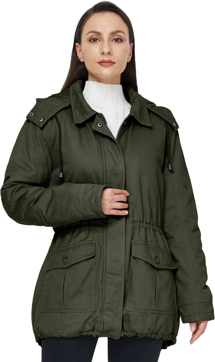 Women's Winter Thicken Cotton Coat Warm Parka Jacket with Hood Removable Hood Windproof Warm