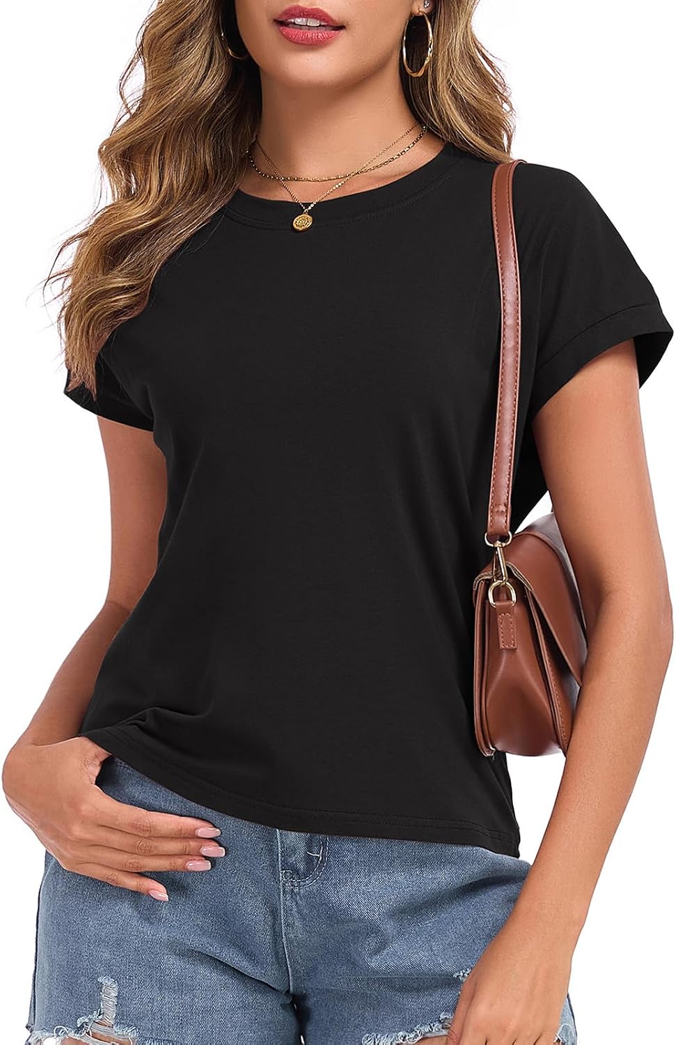 Women Cap Sleeve Crop Tops Cotton Boxy T-Shirts Loose Fit Crewneck Tee Short Sleeves Tank Summer Casual Fashion
