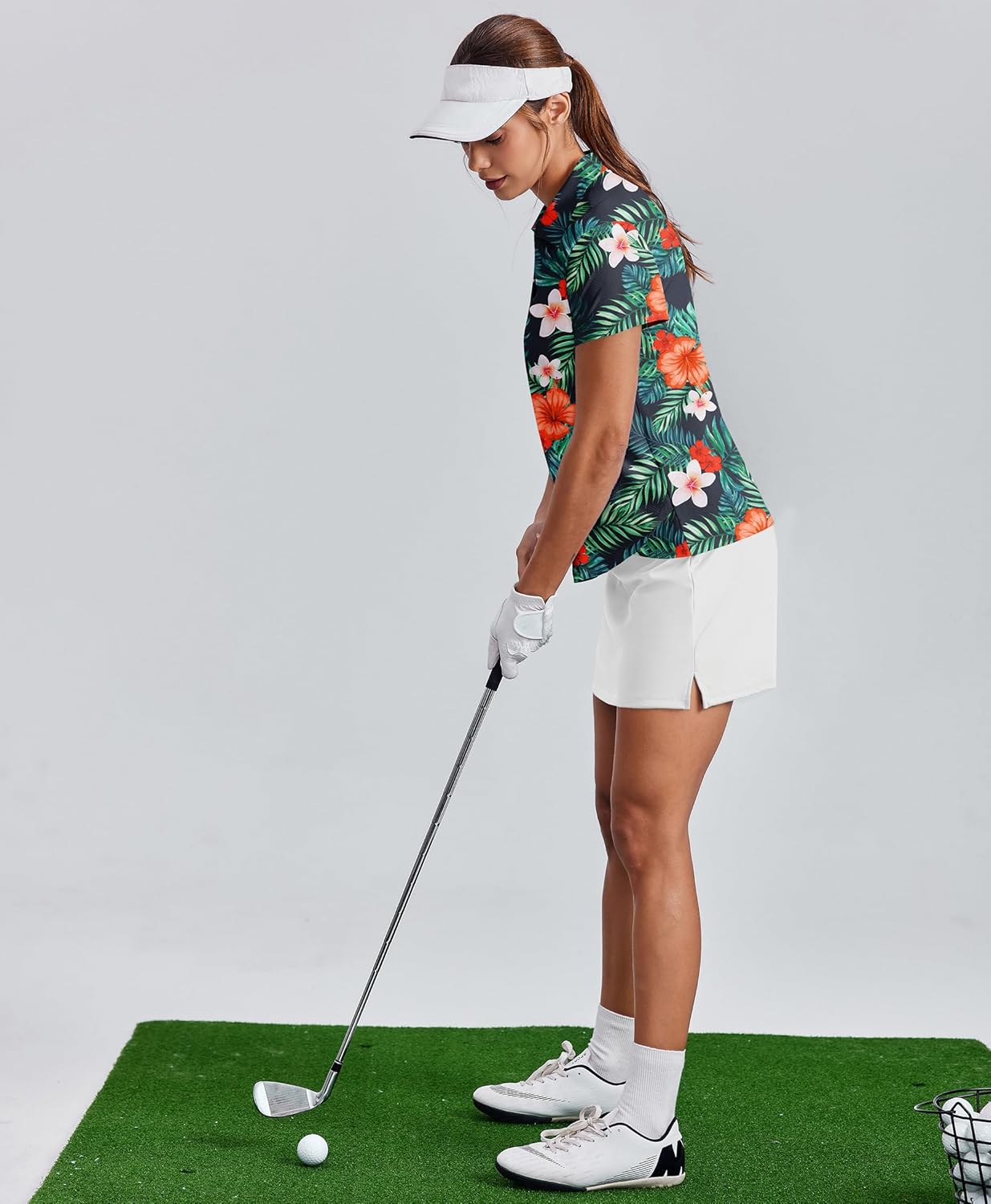 Womens Golf Shirt Short Sleeve Polo Shirts UPF 50+ Tennis Top V-Neck Workout Tops Collared Activewear T-Shirts